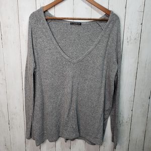 Brandy Melville Gray Oversized Wool Blend V-Neck